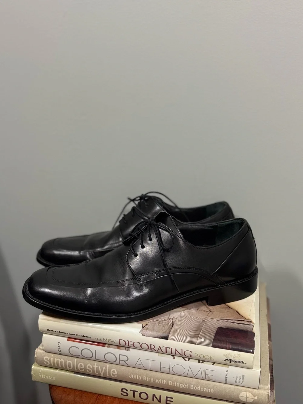 Steve Madden Black Leather Lace-Up Derby Shoes